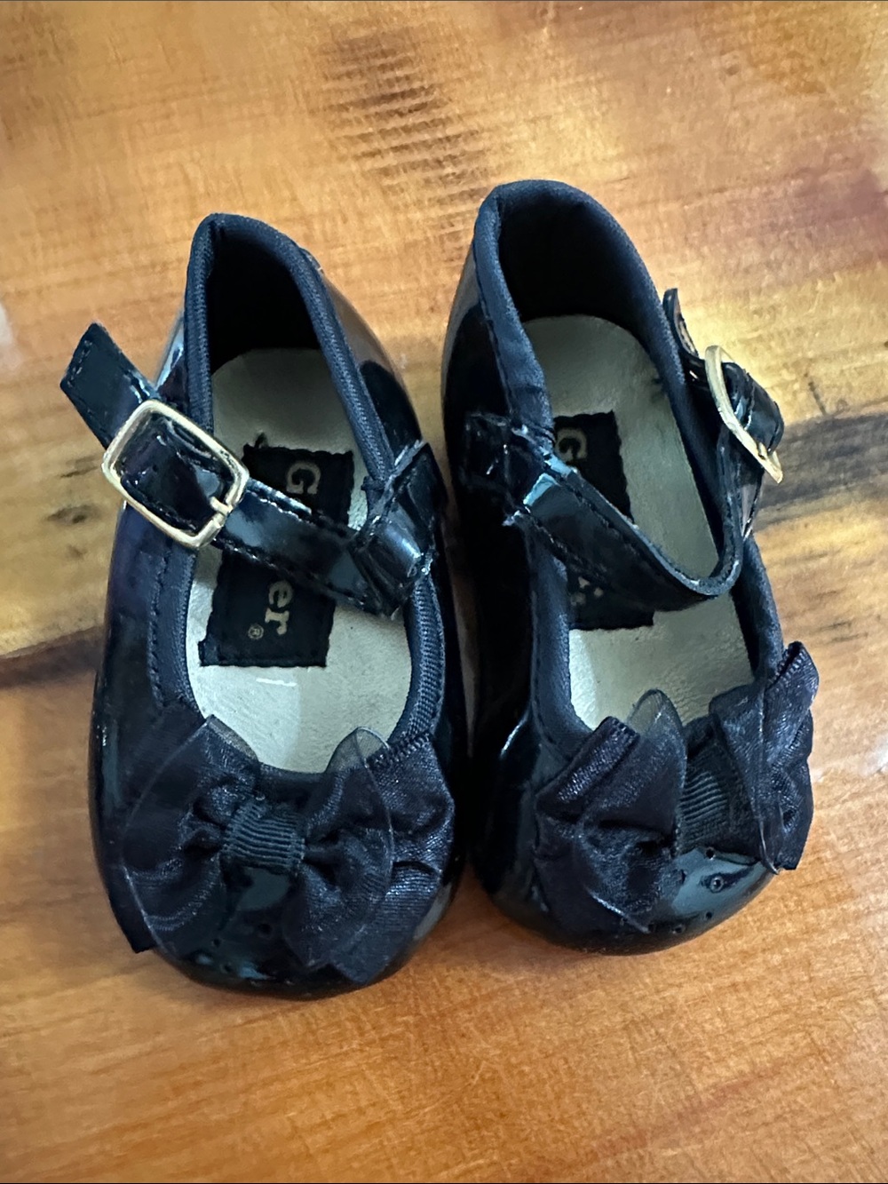 Gerber Black Patent Mary Jane Shoes with Bow and Buckle
